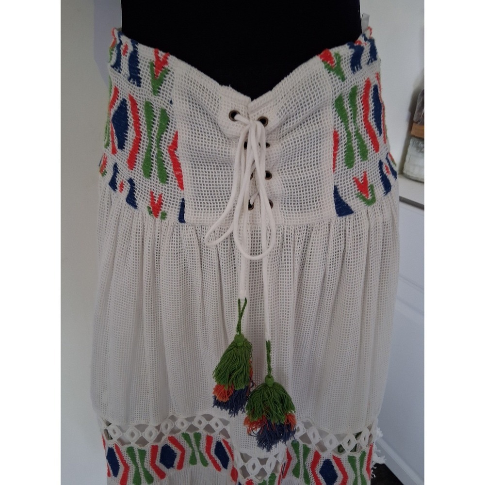 Place Nationale Free People Le Gosier White Embroidered Maxi Skirt Size 2 NWT - Picture 2 of 11
